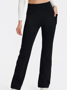 Yogi Place Womens Black Athletic Work Yoga Pants, Side Pockets, Size Medium